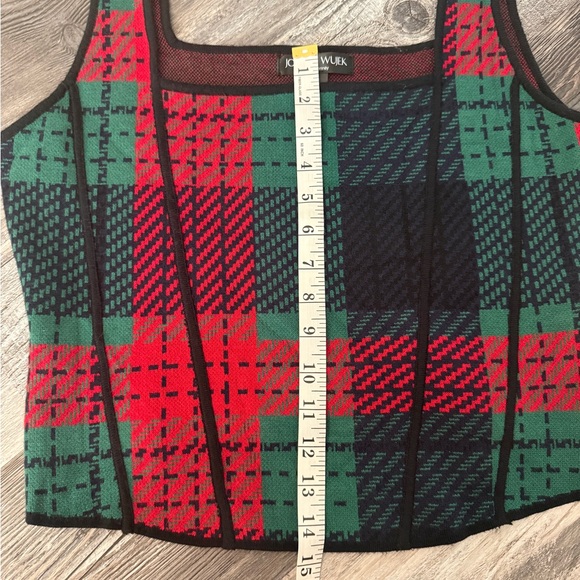 Johnny Wujek Women's Red and Green Plaid Crop Tank Top XL - Picture 5 of 5